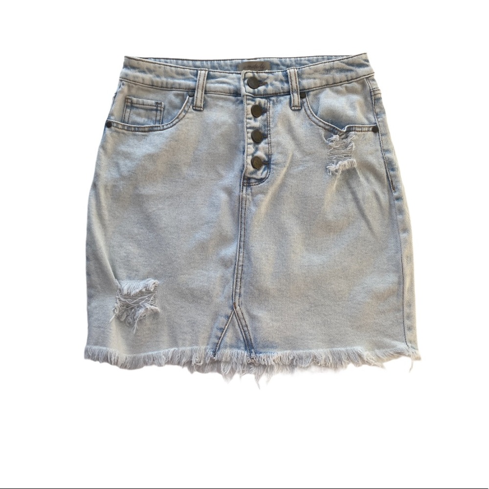 Wonderly Distressed Denim Mini Skirt - Picture 7 of 15
